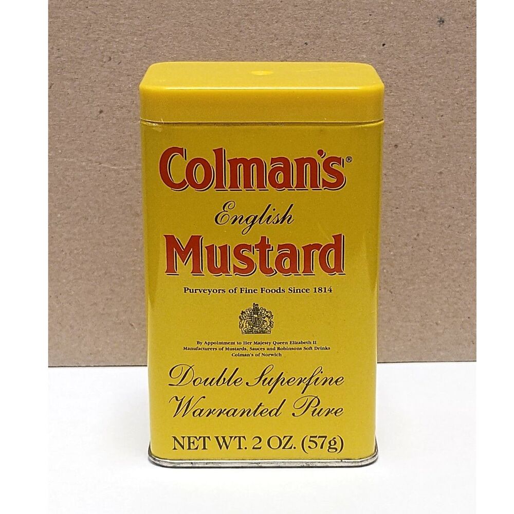 Vintage 1980s Colman's Mustard Tin OPENED & USED with Remnants of Contents